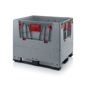 Foldable pallet box with flaps and 3 skids - KLK1210K - 1200x1000x1000 mm