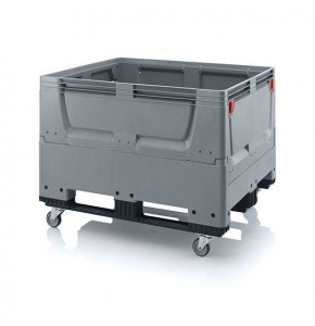 Caisse-palette pliable pleine 1200 x 1000 x 930 mm à 4 roues et 3 semelles