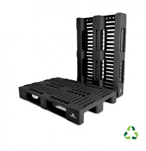 H1 openwork pallet in recycled HDPE - 3 skids - 1200x800 mm