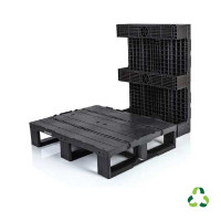 Palette semi-ajourée 3 semelles - PP recyclé 800x600 mm