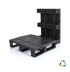 Palette semi-ajourée 3 semelles - PP recyclé 800x600 mm