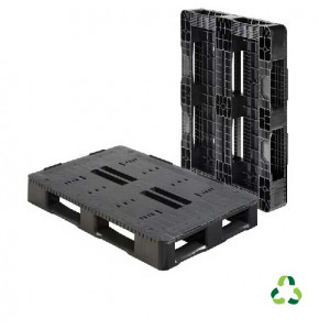 Palette plastique avec plateau semi-ajouré et 5 semelles - 1200x800