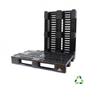 Palette ajourée charge moyenne 3 semelles - PP recyclé - 1200x800 mm