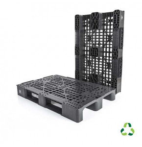 Pallet with perforated deck, medium load, with safety edges in recycled PP