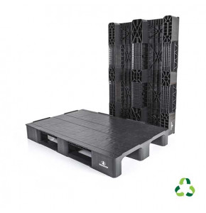 Palette pleine charge moyenne 3 semelles - PP recyclé - 1200x800 mm