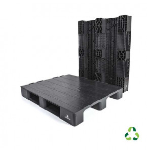 Palette pleine charge moyenne 2 semelles - PP recyclé - 1200x1000 mm