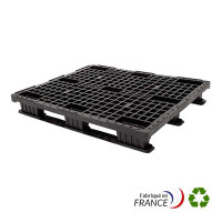 Lightweight openwork pallet in recycled HDPE - 1200 x 800 - 3 skids