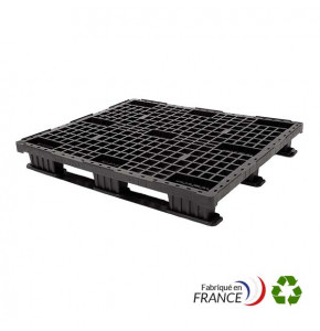 Lightweight openwork pallet in recycled HDPE - 1200 x 800 - 3 skids