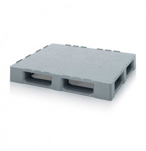 Grey pallet with closed lid and safety edge for cleanrooms - HD 12105 - 1200x1000 mm