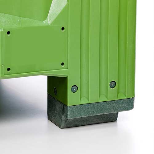 Pallet box foot Example of a foot integrated into a pallet box with perforated walls